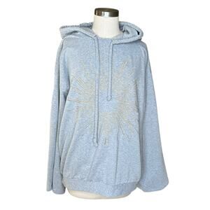 ATU BODY COUTURE Gray Gold Embroidered Pullover Hoodie Women's Size Large